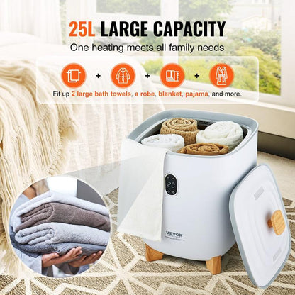 VEVOR Towel Warmer 25L, Tiktokshopblackfriday, Towel Warmer Bucket with 2 Heating Modes, 20/40/60/90 Min Auto Shut Off, Bottom Heating Columns, LED Screen, Large Towel Warmer for Bathroom, Spa, Bathrobe, Blanket & Pajama