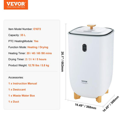 VEVOR Towel Warmer 25L, Tiktokshopblackfriday, Towel Warmer Bucket with 2 Heating Modes, 20/40/60/90 Min Auto Shut Off, Bottom Heating Columns, LED Screen, Large Towel Warmer for Bathroom, Spa, Bathrobe, Blanket & Pajama