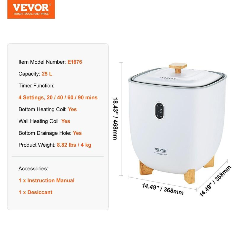 VEVOR Towel Warmer 25L, Tiktokshopblackfriday, Towel Warmer Bucket with 2 Heating Modes, 20/40/60/90 Min Auto Shut Off, Bottom Heating Columns, LED Screen, Large Towel Warmer for Bathroom, Spa, Bathrobe, Blanket & Pajama