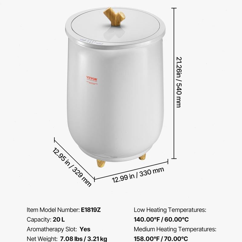 VEVOR Towel Warmer 25L, Tiktokshopblackfriday, Towel Warmer Bucket with 2 Heating Modes, 20/40/60/90 Min Auto Shut Off, Bottom Heating Columns, LED Screen, Large Towel Warmer for Bathroom, Spa, Bathrobe, Blanket & Pajama