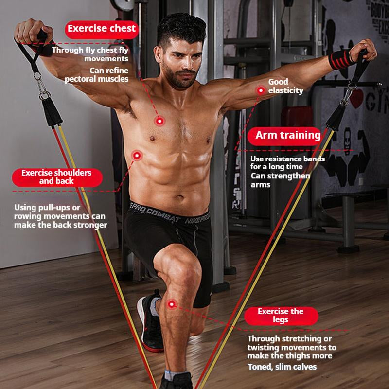 11Pcs/Set Pull Rope, Resistance Bands,Portable Fitness Equipment, Ankle Strap, Chestexpander,Elastic Exercise Band, Yogastretching Rope